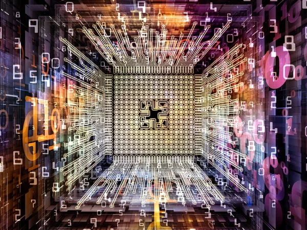 Série Computing Machine Illustration Cpu Avec Environnement Fractal Perspective Comme — Photo