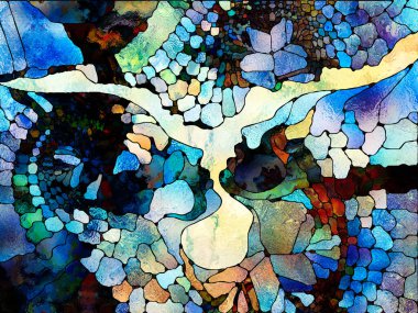 Lekeli Glass Forever serisi. Sanat, uzay bölünmesi ve tasarım projeleri için uygun renk parçaları, şekil desenleri ve sembollerin bileşimi