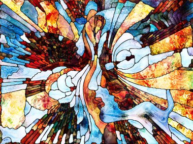 Vitray sonsuza dek serisi. Tasarım sanat, Uzay Bölümü ve tasarım konusunda bir metafor olarak renk parçaları, şekil desen ve sembolleri oluşur