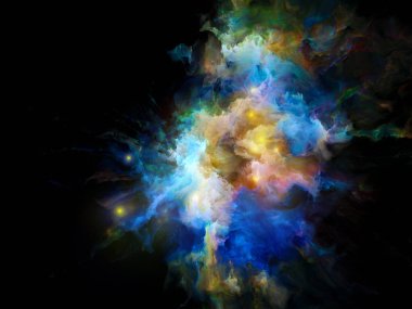 Patlama serisi boya. Tasarım yaratıcılık, hayal gücü, Maneviyat ve sanat konusunda bir metafor olarak parlak fraktal boya patlama ve ışıklar oluşur