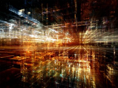 Dijital City serisi. Üç boyutlu Fraktallar ve ışıkların bilgisayarlar, bilim, sanal gerçeklik ve modern teknoloji konu kompozisyon