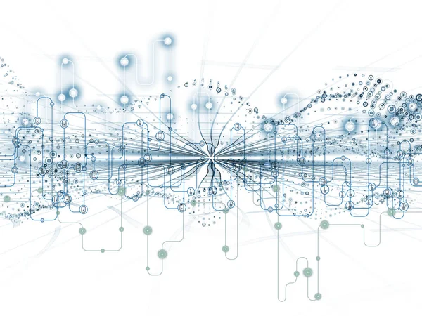 Serie Connected World Hintergrunddesign Von Netzwerkdiagrammen High Tech Symbolen Und — Stockfoto