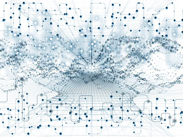 Bağlı dünya serisi. Tasarım projeleri ile ilgili modern teknoloji, eğitim ve bilgisayar iletişim için zemin olarak hizmet etmek için ağ diyagramları, yüksek teknoloji sembolleri ve fraktal desenleri yapılmış