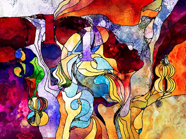 Lekeli Glass Forever serisi. Bilgi, yaratıcılık ve hayal gücüyle ilgili projeler için arkaplan görevi görecek insan profilleri, sayılar ve renk kalıplarından oluşan tasarım