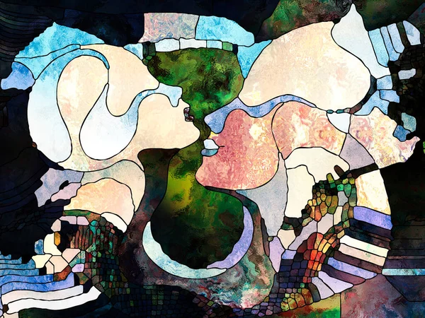 Lekeli Glass Forever serisi. Sanat, uzay bölünmesi ve tasarım konularındaki renk parçalarından, şekil şekillerinden ve sembollerden oluşan soyut tasarım