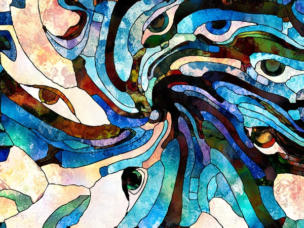 Lekeli Glass Forever serisi. Sanat, uzay bölünmesi ve tasarım üzerine çalışmalar için renk parçaları, şekil desenleri ve sembollerin görsel olarak memnun edici bileşimi