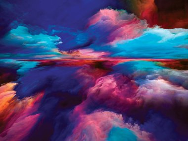 İç mekan. Color Dreams serisi. İç dünya, hayal gücü, şiir, sanat ve tasarım konularında boya, doku ve gradyan bulutlardan oluşan arkaplan