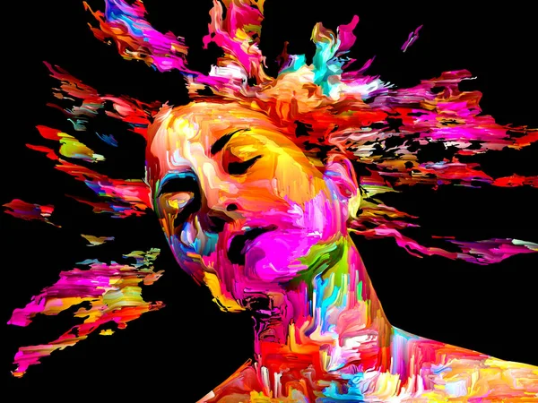 Retrato Femenino Expresivo Disposición Pinceladas Digitales Sobre Tema Energía Creativa — Foto de Stock