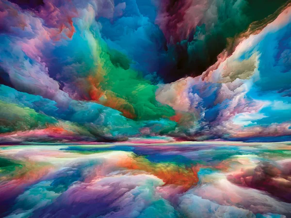 Spektral Peyzaj. Color Dreams serisi. İç dünya, hayal gücü, şiir, sanat ve tasarım projeleri için boya, doku ve gradyan bulutlardan oluşan sanatsal arka plan