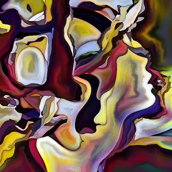 断片化された自己シリーズ 人間の頭の要素と抽象的なパターン構成人間関係 心理学 内面世界 創造性 精神疾患 芸術の対象 — ストック写真