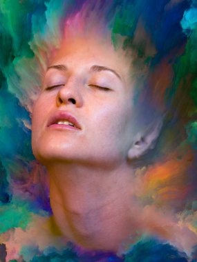 Dünya serisi. Duygular, duygular, iç dünya, yaratıcılık ve hayal gücü konularında kadın portresi ile birleştirilmiş yaratıcı bir düzenleme.