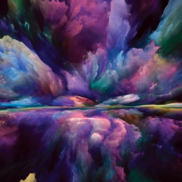 虹の風景 色夢シリーズ 内側の世界のプロジェクトのための塗料 テクスチャやグラデーション雲で構成された背景 想像力 芸術とデザイン — ストック写真