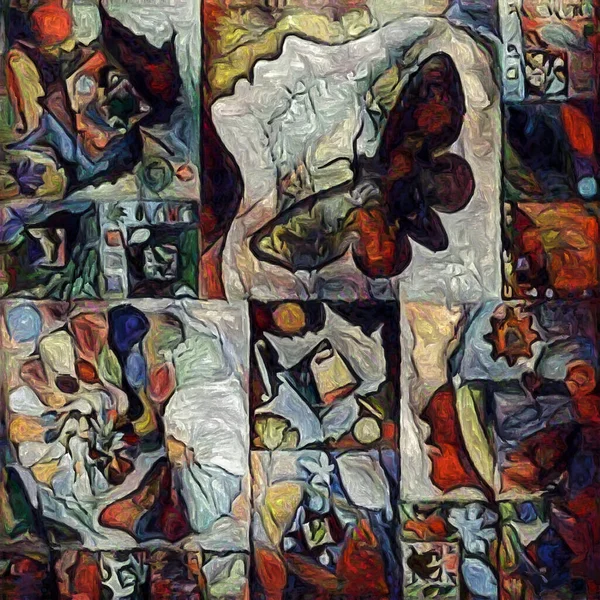 Seria Motylowych Wspomnień Fragmenty Studiów Artystycznych Wykonywanych Abstrakcyjnym Stylu Malarskim — Zdjęcie stockowe