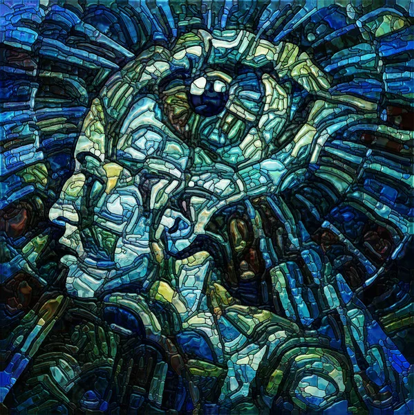 Mind Eye Series Stained Glass Composition Female Eye Subject Inner — Φωτογραφία Αρχείου