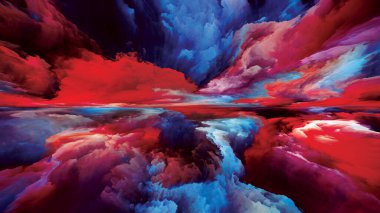 Öbür Dünya Renkleri. Zihin serisinin peyzajları. Yaşam, sanat, şiir, yaratıcılık ve hayal gücü konularındaki parlak boya, hareket eğilimleri ve gerçeküstü dağlar ve bulutlar.