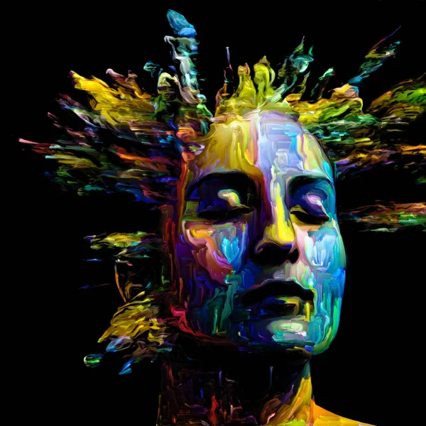 Виразний Жіночий Портрет Композиція Цифрових Мазків Асоціації Творчою Енергією Житті — стокове фото