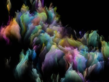 Boyama Uzay serisi. Üç boyutlu çok renkli bulutlu oluşumlar. Sanat, hayal gücü, yaratıcılık ve eğitim konusunda soyutlama.