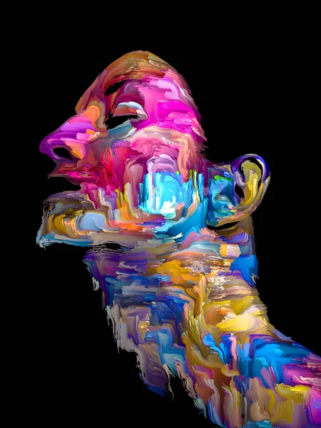 Uttrycksfullt Kvinnoporträtt Bild Digitala Färgdrag Begreppsmässig Relevans För Kreativ Energi — Stockfoto