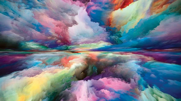 Paisagem Interna Série Sonhos Cor Design Feito Tinta Texturas Nuvens — Fotografia de Stock