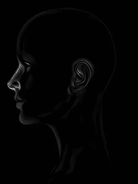 Dot Rendering Series Rendering Human Model Head Executed Stippling Image — Stock Photo, Image