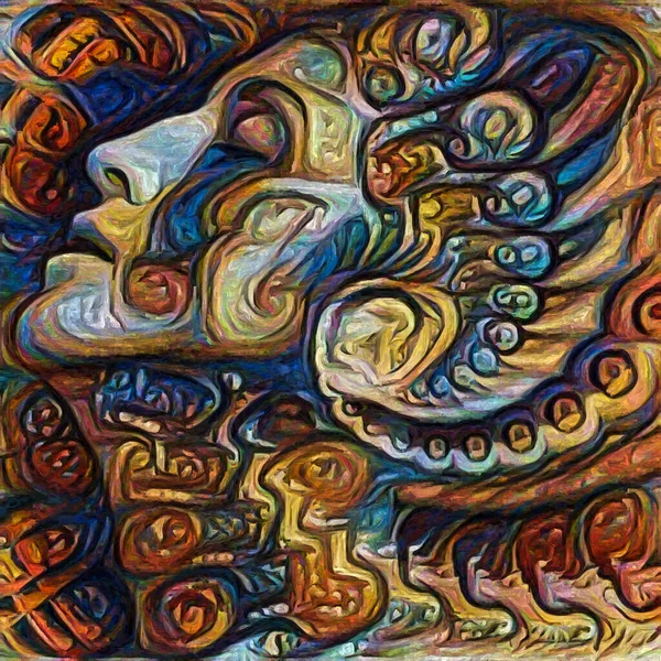 Desde Dentro Cara Femenina Cara Espiral Representada Estilo Pintura Abstracta — Foto de Stock