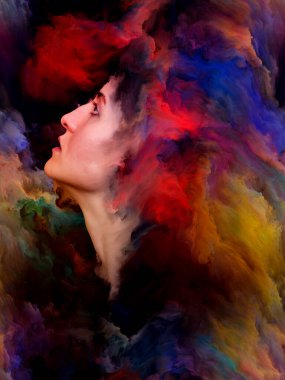 Kadının dünya serisi. Kadın portre bileşimi canlı boya için projeler üzerinde duygular, duygular, iç dünya, yaratıcılık ve hayal gücü ile erimiş