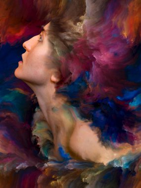 Dış serinin içinde. Duygular, duygular, iç dünya, yaratıcılık ve hayal gücü konularında kadın portresinin etkileşimi.