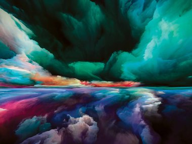 Cennetin manzarası. Color Dreams serisi. İç dünya, hayal gücü, şiir, sanat ve tasarım konuları için resim, doku ve grafiksel bulutlar