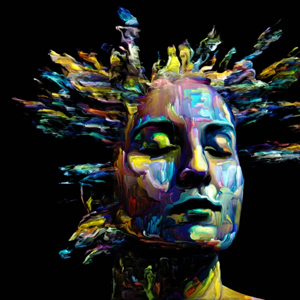 Ausdrucksstarkes Frauenporträt Hintergrundgestaltung Digitaler Farbstriche Zum Thema Kreative Energie Leben — Stockfoto