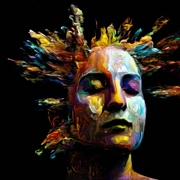 Ausdrucksstarkes Frauenporträt Hintergrund Digitaler Farbstriche Für Projekte Über Kreative Energie — Stockfoto