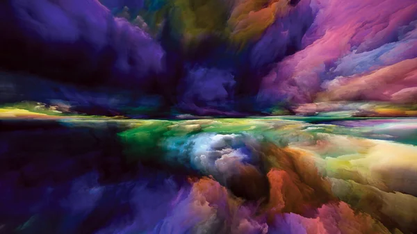 Багатобарвний Пейзаж Серія Кольорових Мрій Композиція Фарби Текстур Градієнтних Хмар — стокове фото