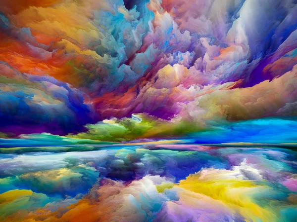 Paisagem Paraíso Série Sonhos Cor Fundo Pintura Texturas Nuvens Gradientes — Fotografia de Stock