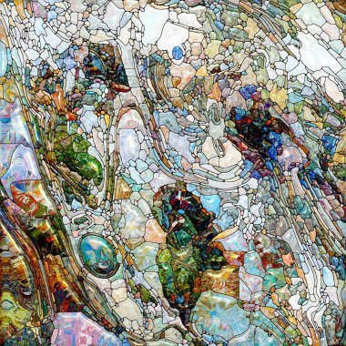 Yaşam Renkleri serisi. Canlı boyalı cam soyutlaması organik güçler ve doğanın iç enerjisi üzerine.