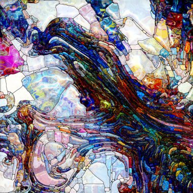 Yaşam Renkleri serisi. Canlı boyalı cam soyutlaması organik güçler ve doğanın iç enerjisi üzerine.