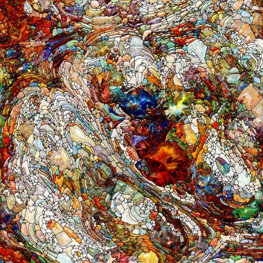 Yaşam Renkleri serisi. Organik güçler ve doğanın iç enerjisi üzerine dijital boyalı camların soyutlanması.