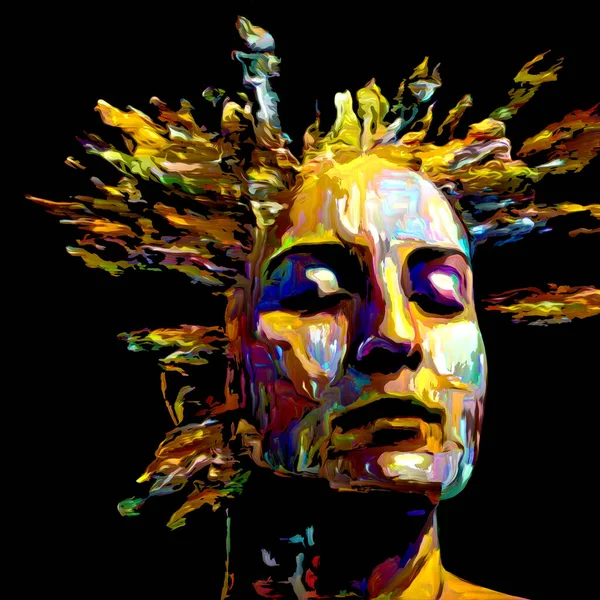 Ausdrucksstarkes Frauenporträt Künstlerische Abstraktion Digitaler Farbstriche Zum Thema Kreative Energie — Stockfoto