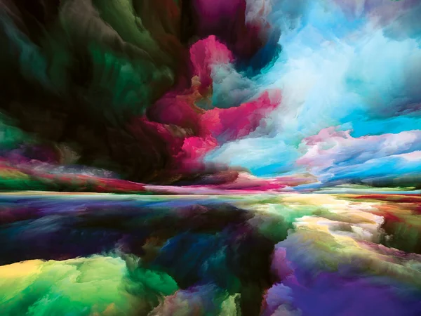 Fantasilandskab Color Dreams Serien Design Lavet Maling Teksturer Gradient Skyer - Stock-foto