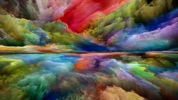 Sonu Olmayan Renkler Zihin Serisinin Peyzajları Parlak Boyanın Soyut Etkileşimi — Stok fotoğraf