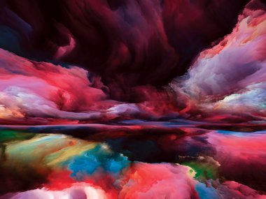 Çoklu Renkli Peyzaj. Color Dreams serisi. İç dünya, hayal gücü, şiir, sanat ve tasarım teması üzerine boya, doku ve gradyan bulutların bileşimi