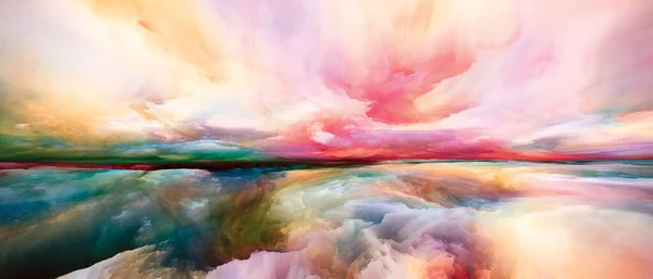 Landschapsmagie Kleur Dromen Serie Achtergrond Van Verf Texturen Gradiëntwolken Samenwerking — Stockfoto