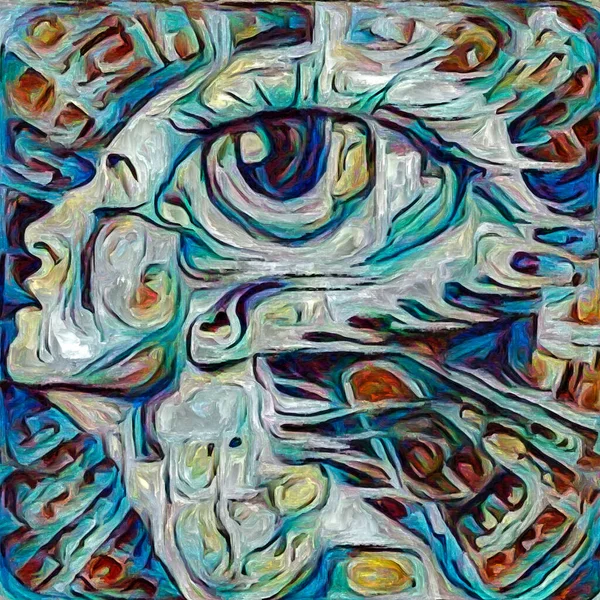 Inner Eye Serie Surrealistisch Vrouwelijk Portret Weergegeven Abstracte Schilderstijl Het — Stockfoto