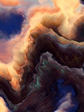 Hiçliğin Dağları. İmkansız Gezegen serisi. Sanat, yaratıcılık ve tasarım teması üzerine canlı renk ve gradyan akışının düzenlenmesi