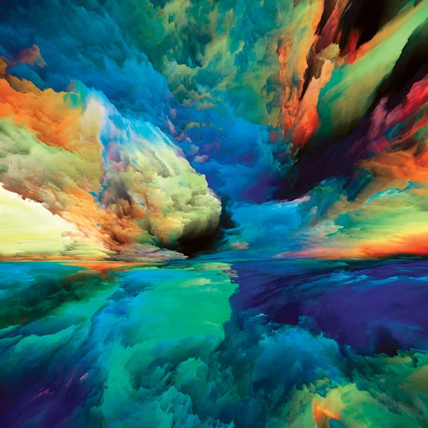 Rainbow Landscape Color Dreams Series Composition Paint Textures Gradient Clouds — ストック写真