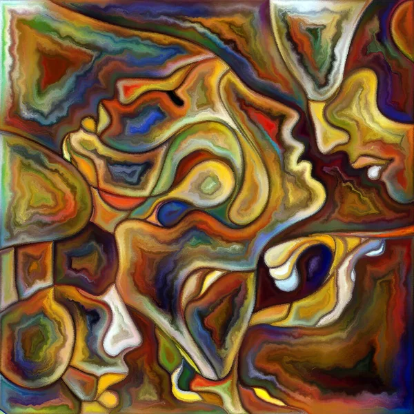 Canvas Close Serie Achtergrond Ontwerp Van Gezichten Symbolen Kleurrijke Schilderstijl — Stockfoto