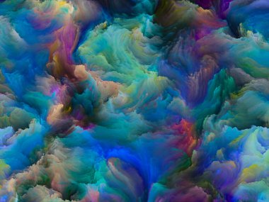 Organik tuval serisi. Hayattaki ve sanattaki yaratıcılıkla ilgili renkli ve detaylı dokuların etkileşimi