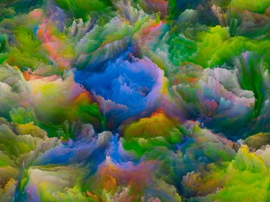 Organik tuval serisi. Hayattaki ve sanattaki yaratıcılık teması üzerine renkli ve detaylı dokulardan oluşan soyut bir arkaplan