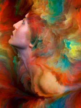 Dış serinin içinde. Duygular, duygular, iç dünya, yaratıcılık ve hayal gücü konularında kadın portresinin etkileşimi.