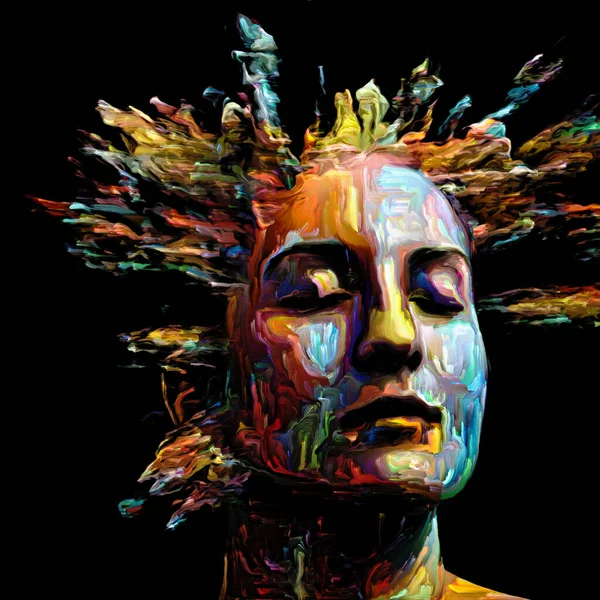 Ausdrucksstarkes Frauenporträt Hintergrund Digitaler Farbstriche Für Projekte Über Kreative Energie — Stockfoto