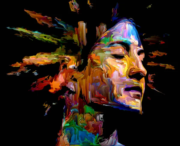 Retrato Femenino Expresivo Abstracción Artística Pinceladas Digitales Sobre Tema Energía —  Fotos de Stock