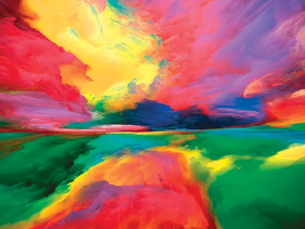 Многоцветный Пейзаж Серия Color Dreams Состав Краски Текстур Градиентных Облаков — стоковое фото